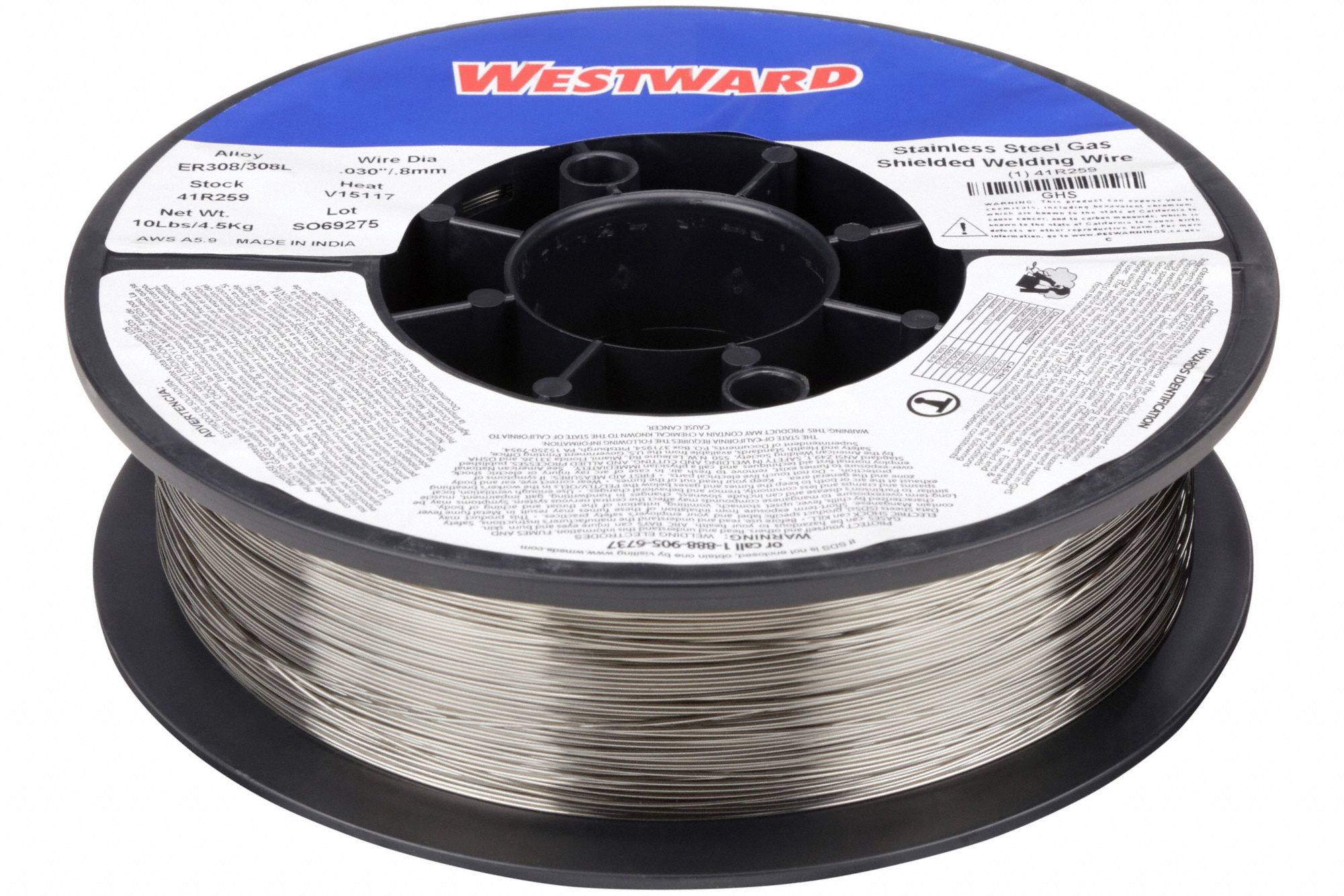 MIG Welding Wire: Stainless Steel, ER308/308L, 0.03 in, 10 lb
