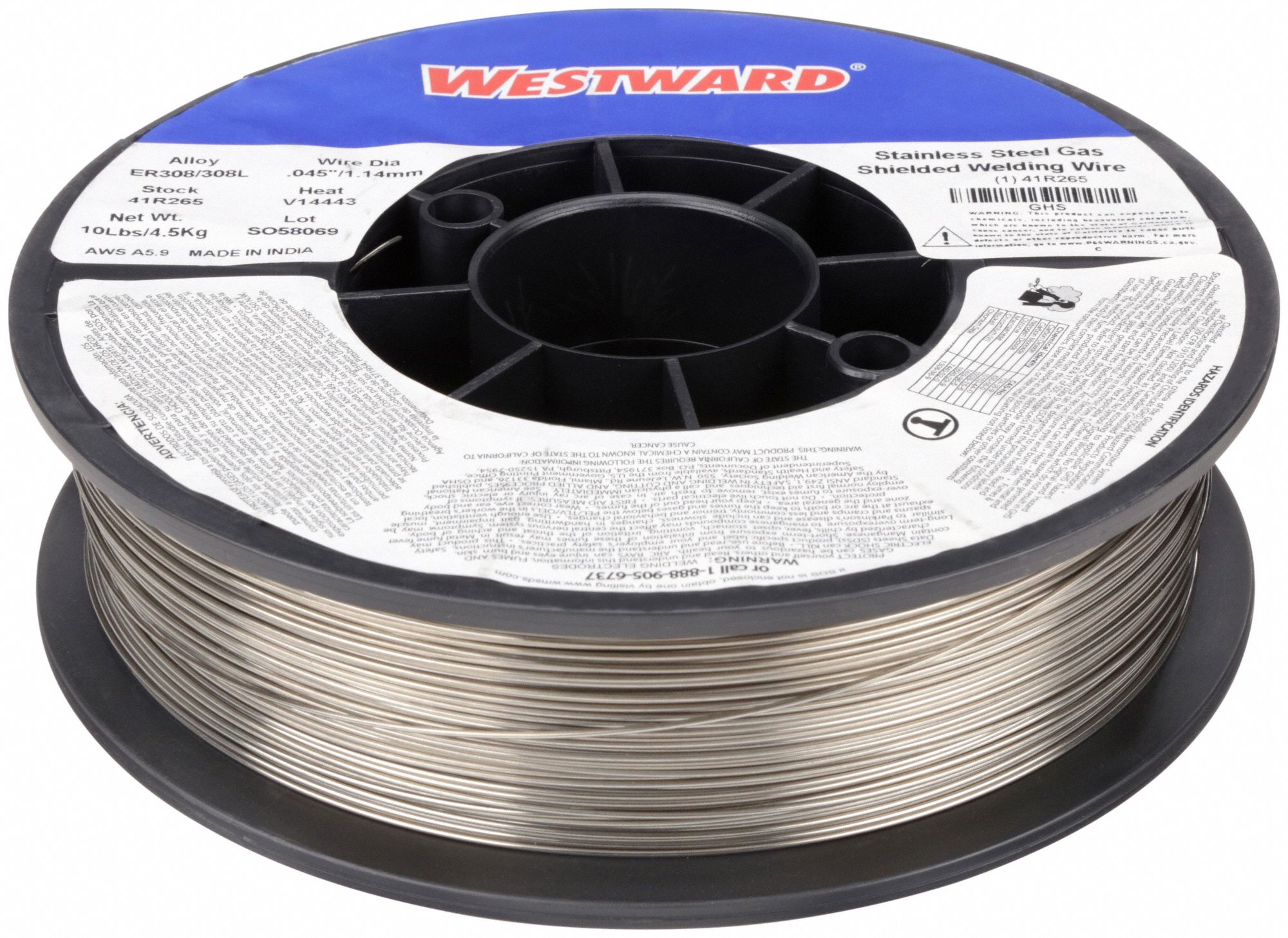 MIG Welding Wire: Stainless Steel, ER308/308L, 0.045 in, 10 lb