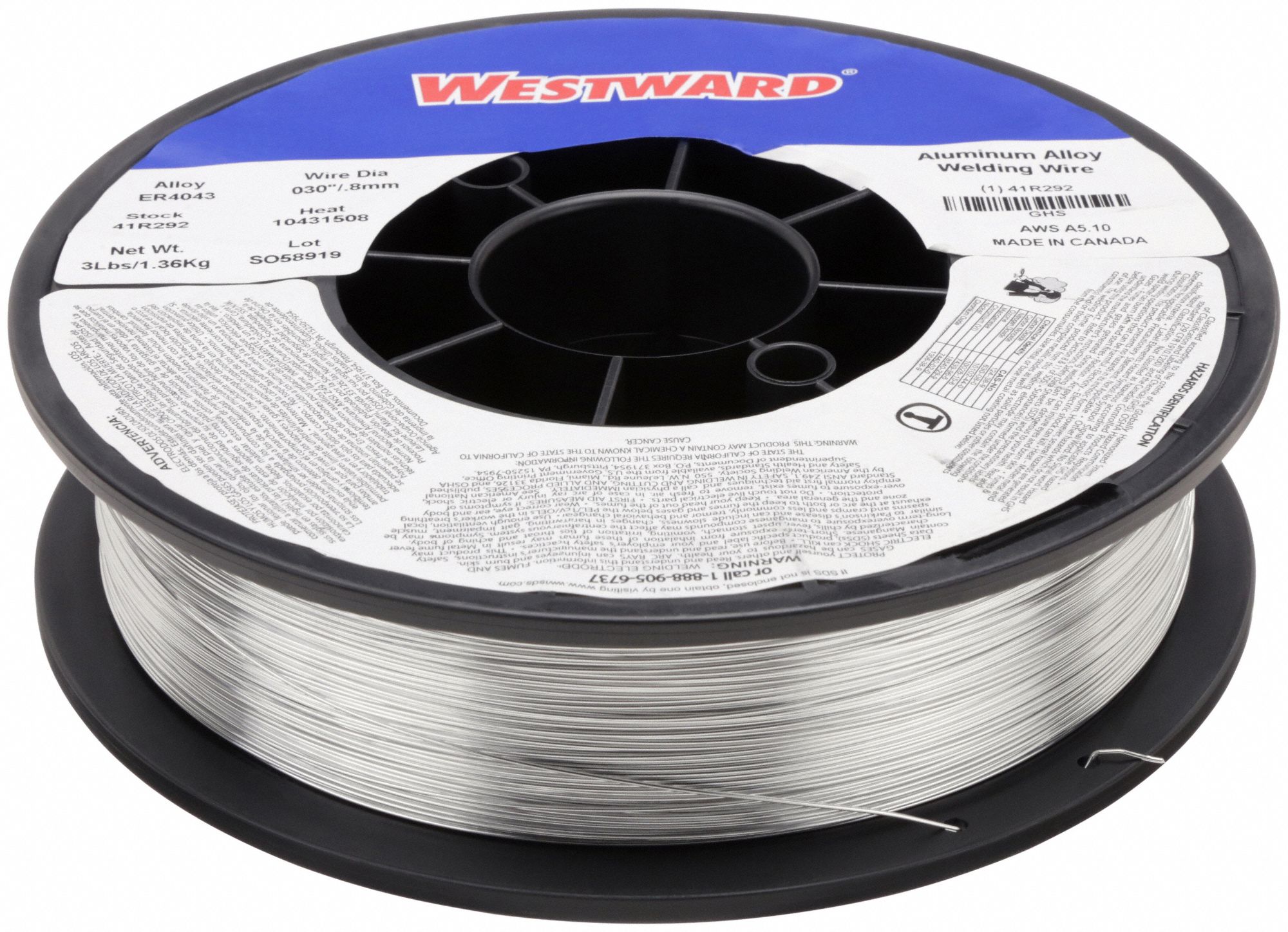 WESTWARD, Aluminum, ER4043, MIG Welding Wire 41R29241R292 Grainger