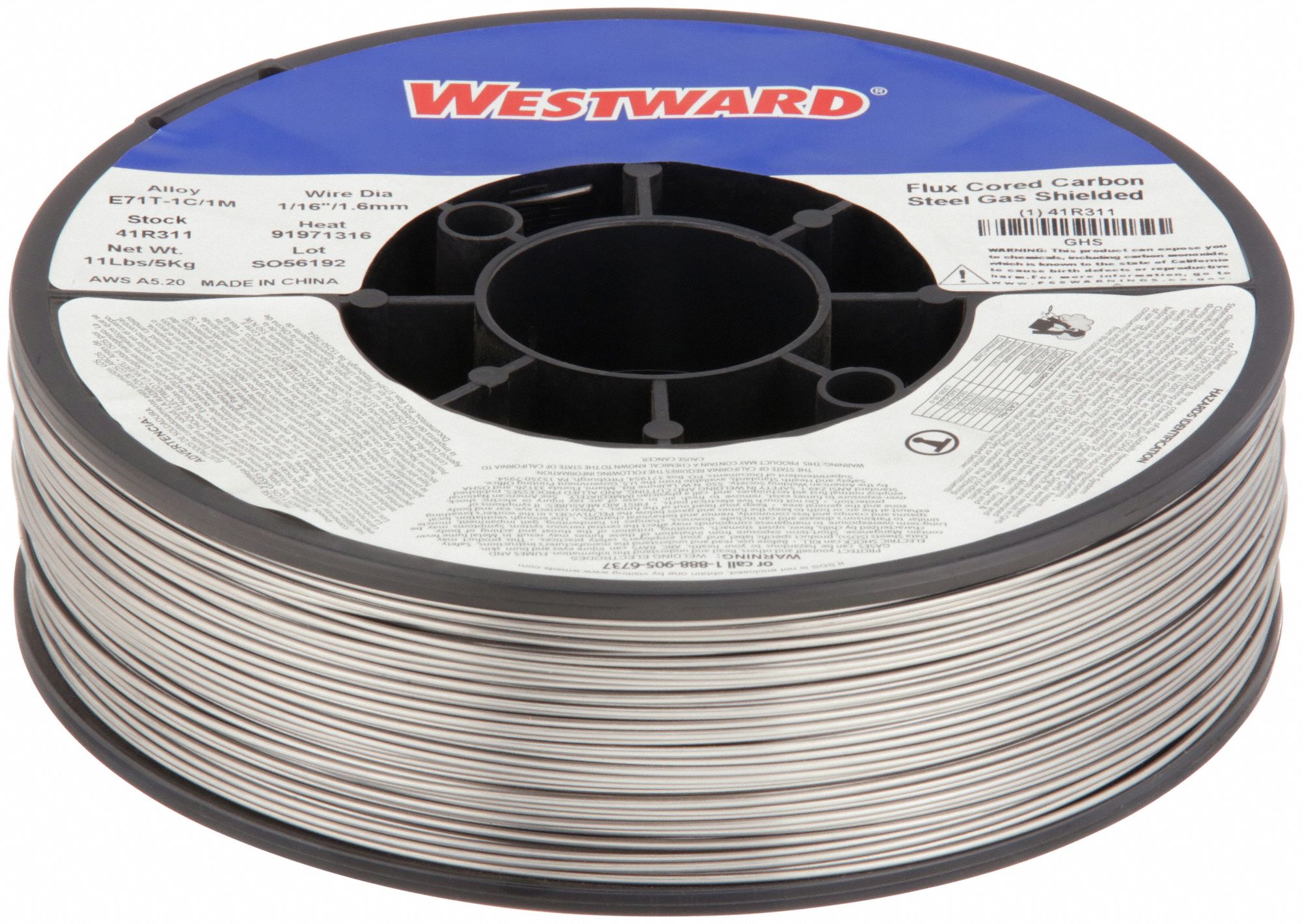 WESTWARD, Carbon Steel, E71T-1C/M, Flux-Cored Welding Wire