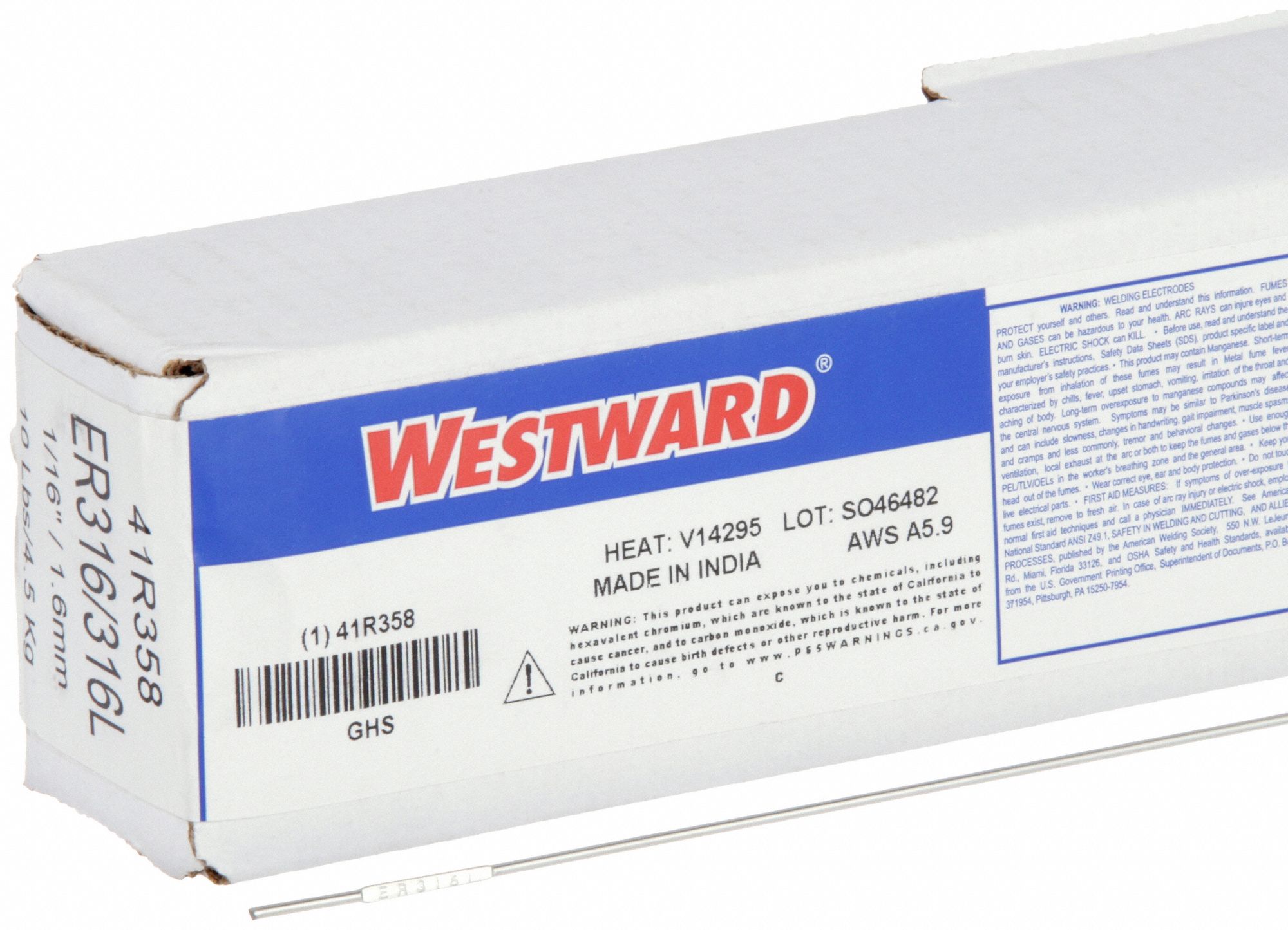 TIG Welding Rod: Stainless Steel, ER316/316L, 1/16 in x 36 in, 10 lb