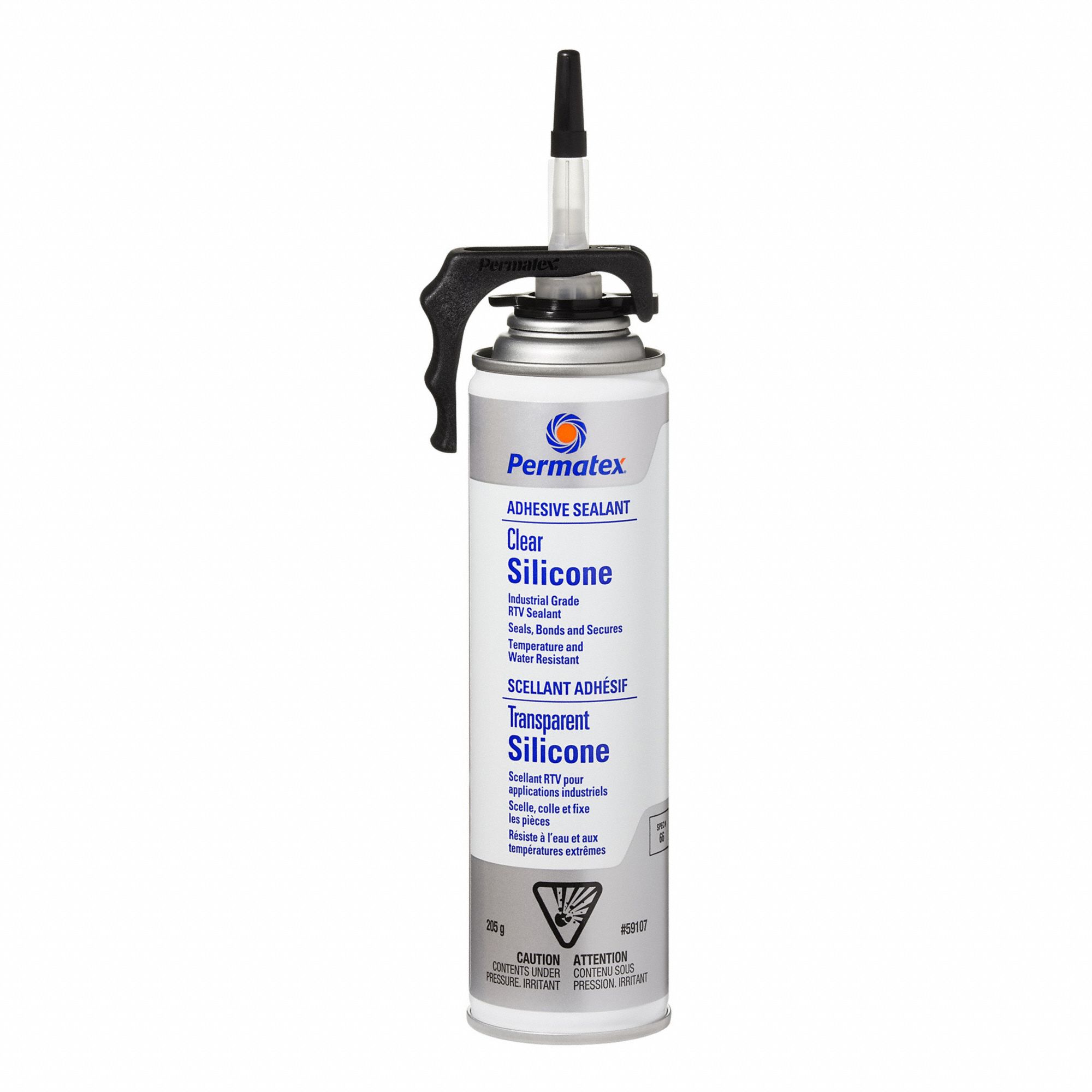 ADHESIVE SEALANT, RTV, NON-SAG PASTE, TEMP RANGE -59 TO 204 ° C, CURE 24 HR, CLEAR, 205 G, SILICONE