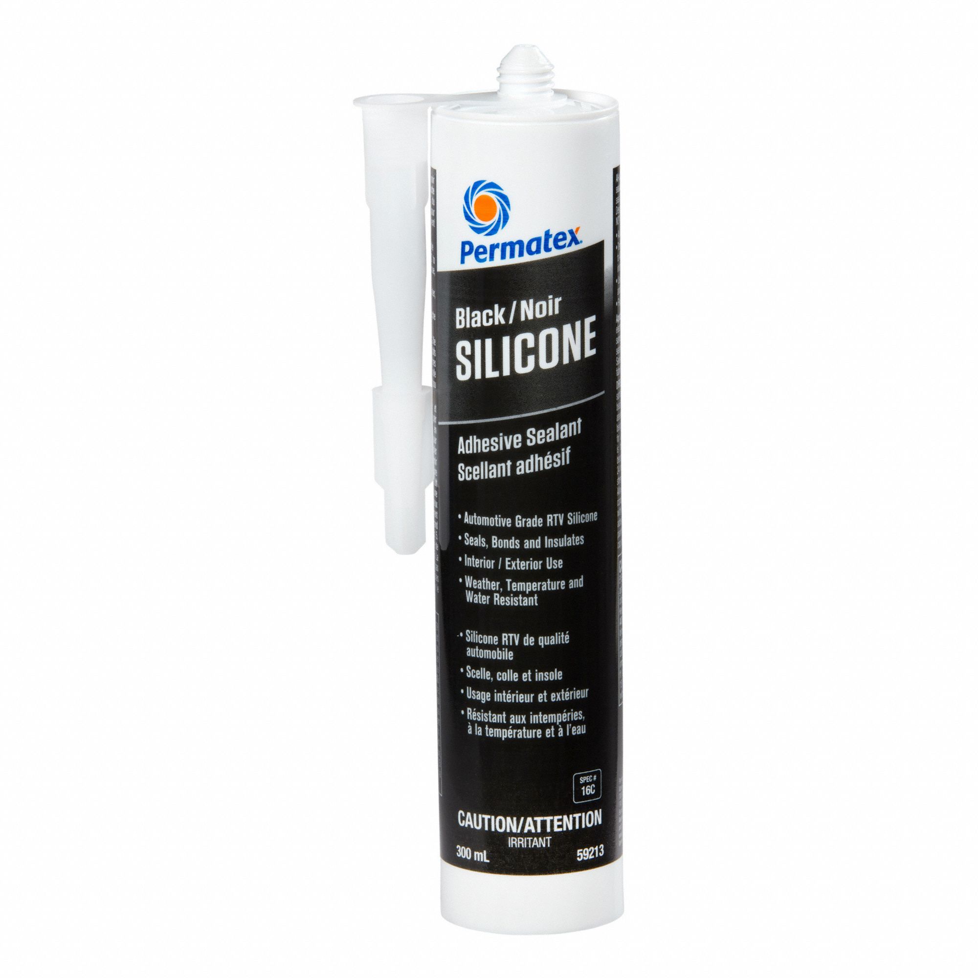 ADHESIVE SEALANT, RTV, NON-SAG PASTE, TEMP RANGE -54 TO 232 ° C, CURE 24 HR, BLK, 300 ML, SILICONE