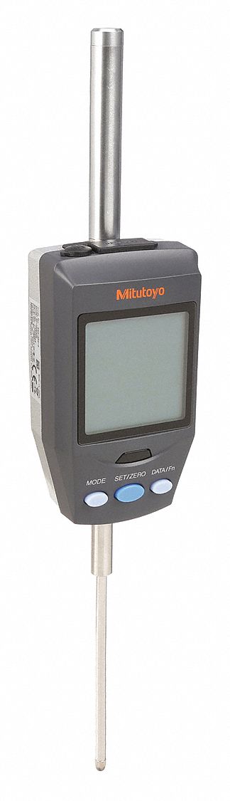 Backlit Digital Indicator: 0 in to 0.5 in /0 mm to 12.7 mm, Inch/Metric, IP42, Plunger