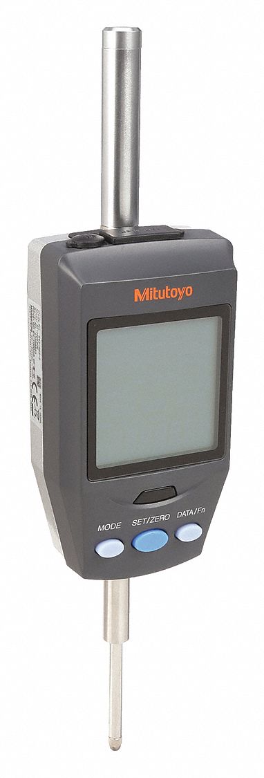 Backlit Digital Indicator: 0 in to 0.5 in /0 mm to 12.7 mm, Inch/Metric, IP42, Plunger