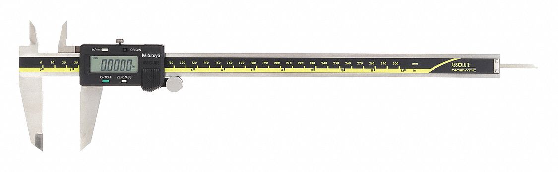 4-Way Digital Caliper: 0 in to 12 in /0 mm to 300 mm, Inch/Metric, +/- 0.0015 in Accuracy