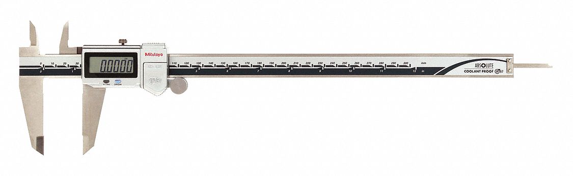 4-Way Digital Caliper: 0 in to 12 in /0 mm to 300 mm, IP67, Inch/Metric, Included, Cabled