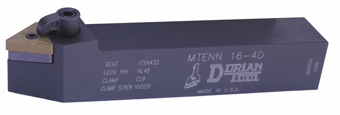 Indexable Turning Toolholder: MTEN Toolholder, TNM. Insert, Triangle, 6 in Overall Lg