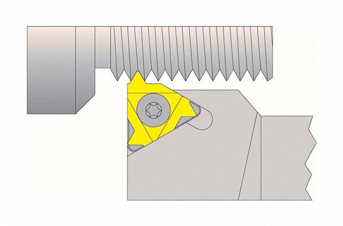 Indexable Thread Turning Tool Holder: Right Hand, 1 in Shank Wd