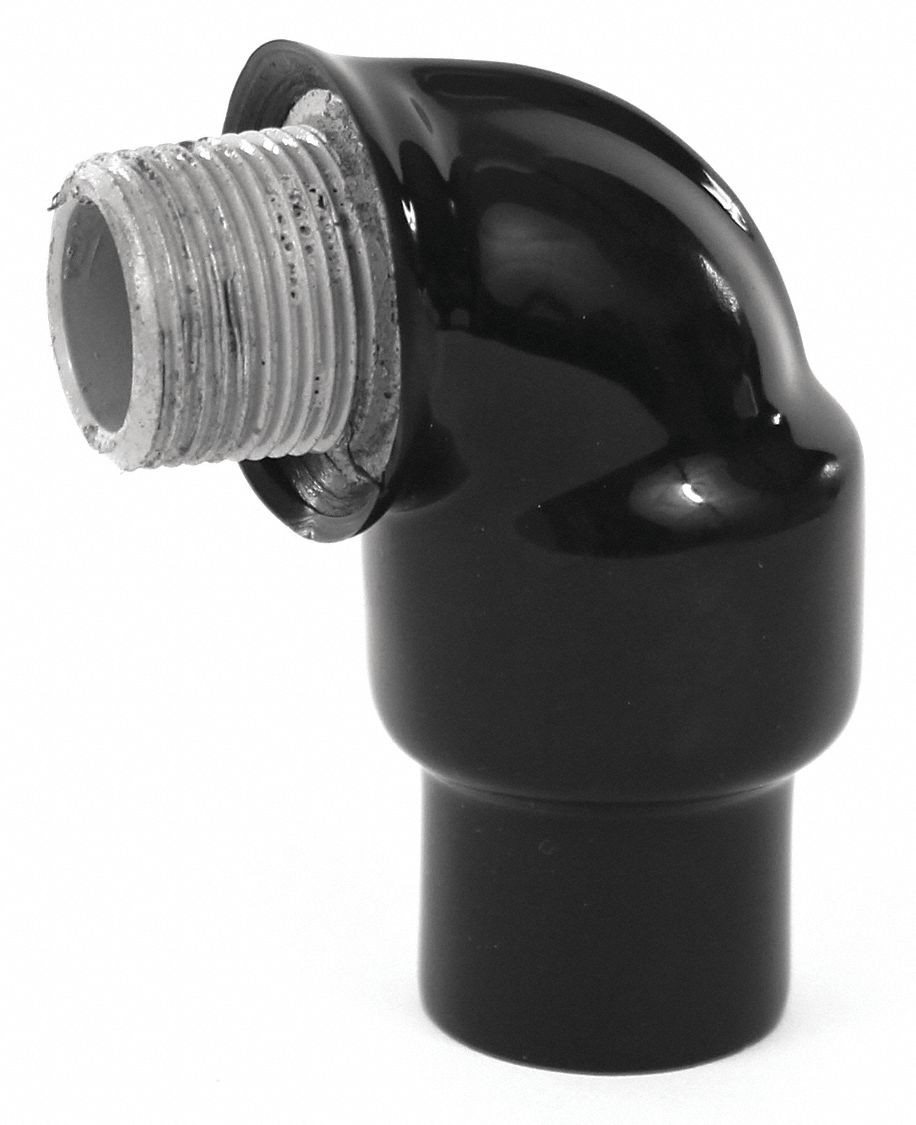 Elbow, 90 Degrees: 1 in Trade Size, Male to Female, 2 7/8 in Overall Lg, Steel, PVC Coated