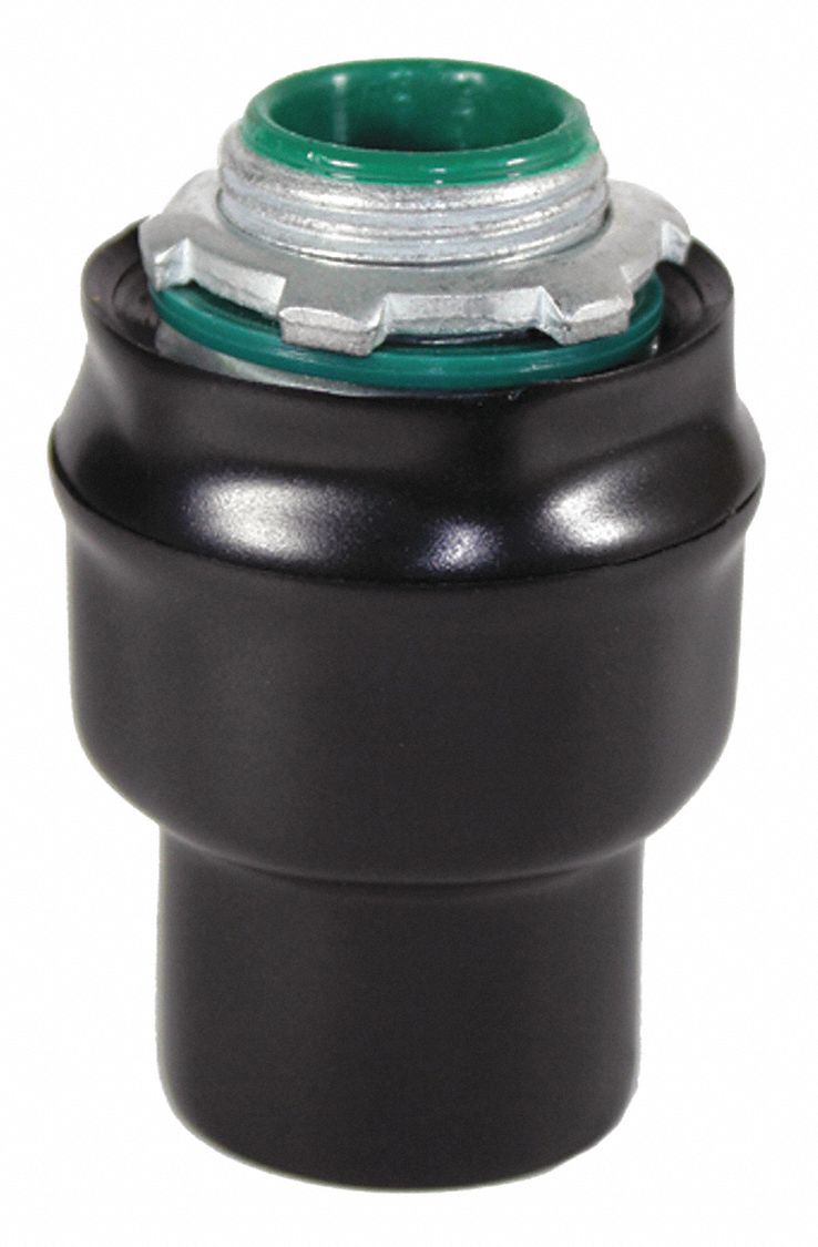 Liquid-Tight Conduit Fitting: Steel, 1 1/2 in Trade Size, Straight, Non-Insulated