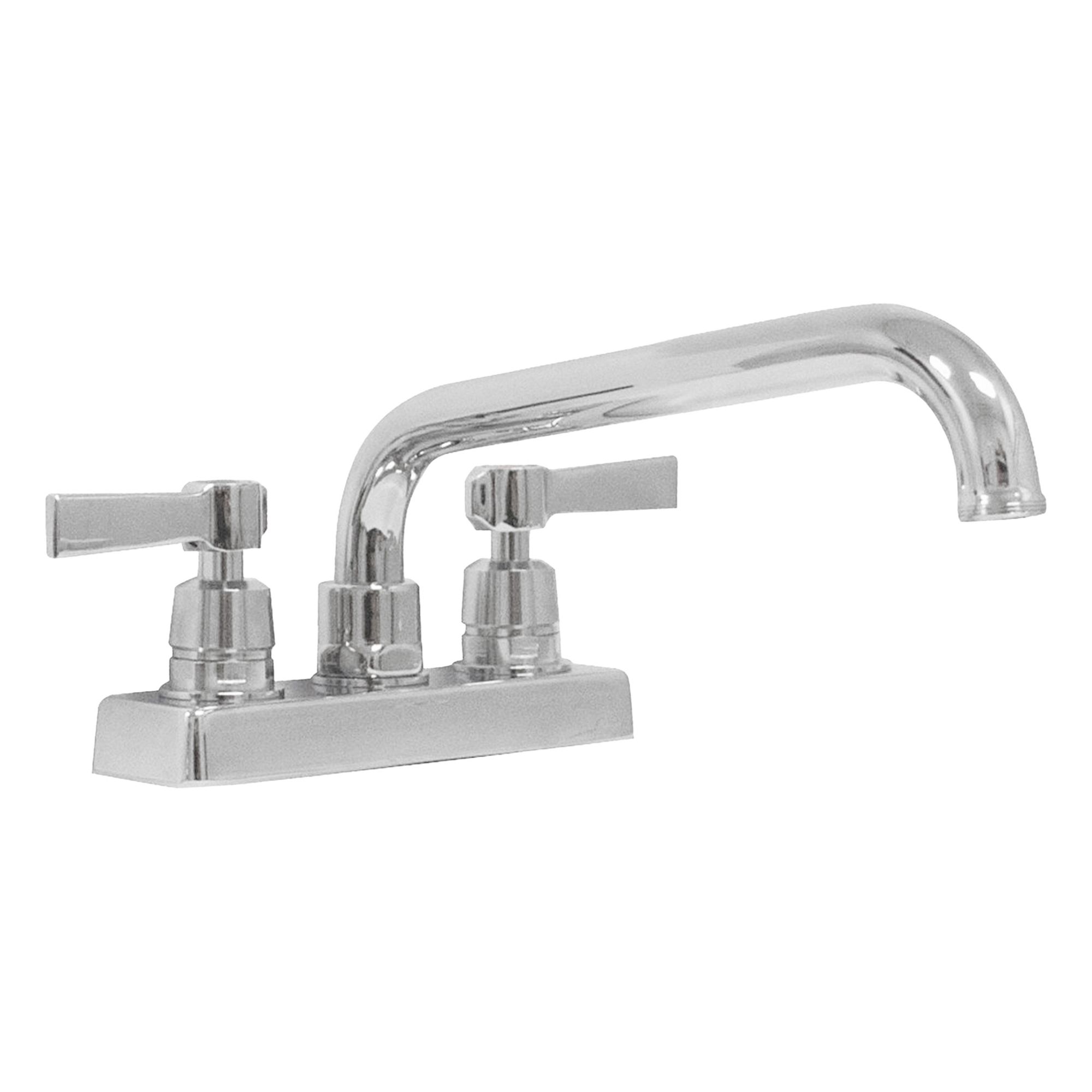 Deck Mounted Faucet: Chrome Finish, 1 gpm Flow Rate, Straight, Wristblade, NPS