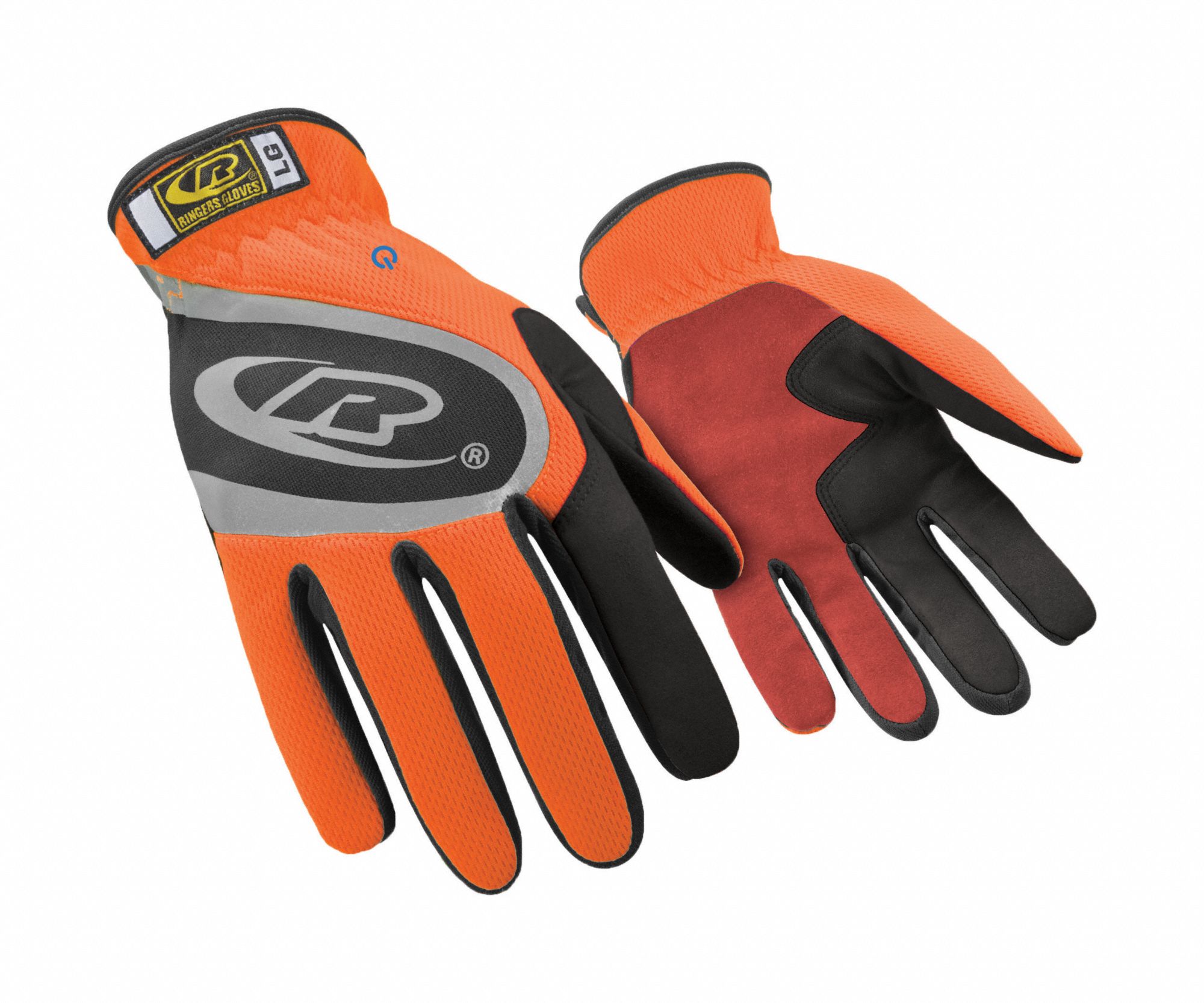 Mechanics Gloves: L ( 9 ), Mechanics Glove, Full Finger, Orange, 1 PR