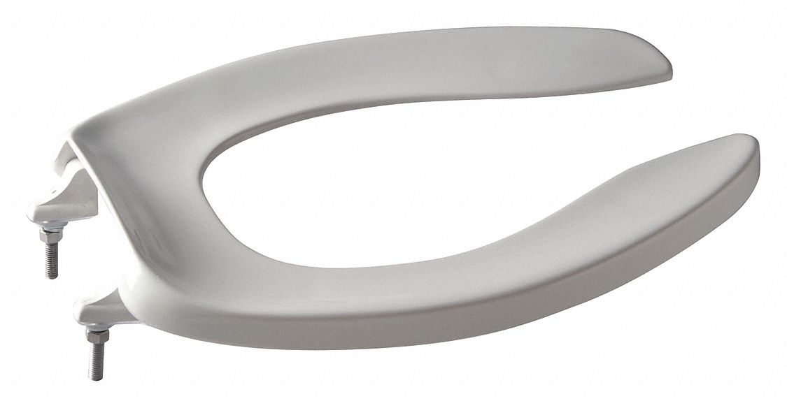 Toilet Seat: Open, Cover Not Included, Stainless Steel, External Check, 3/4 in Seat Ht, White