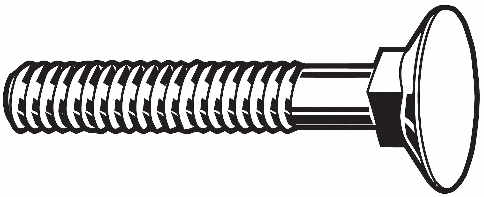 Plow Bolt, Zinc, 1/2-13x2-1/2, Gr 5, PK10