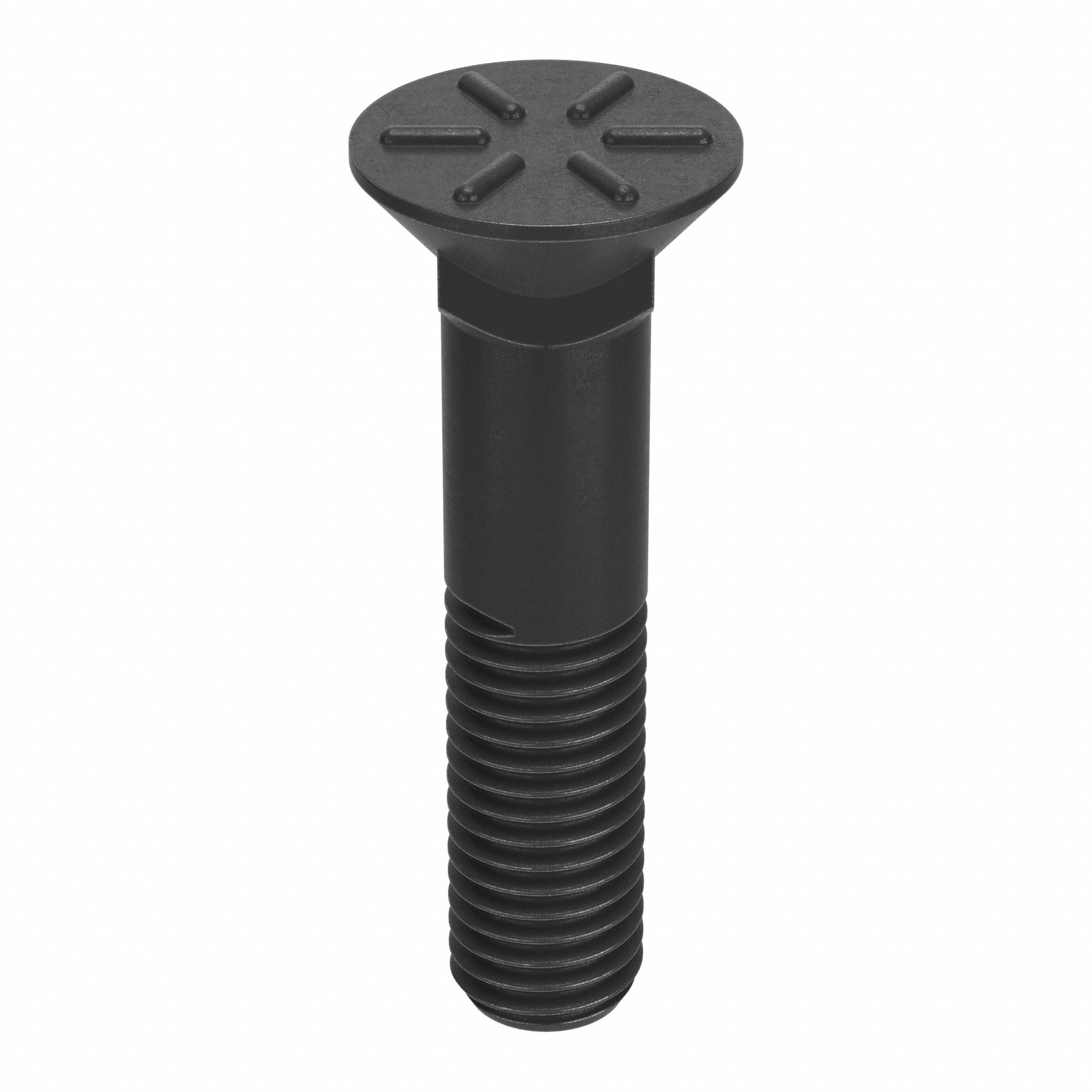 Plow Bolt: #3 Flat, 5/8"-11 Thread Size, 2 1/2 in Lg, Steel, Grade 8, Black Oxide