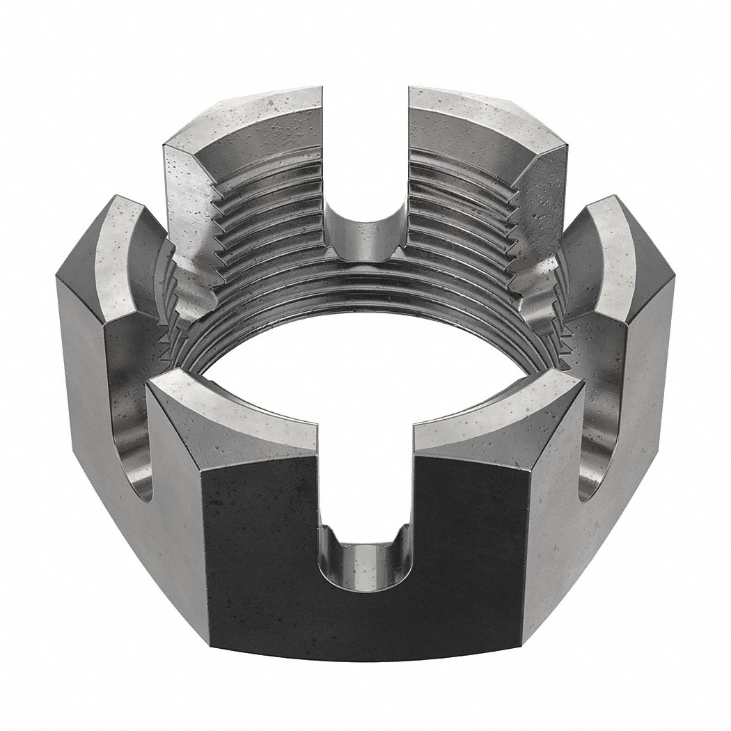 HEX LOCKNUT, SLOTTED CASTLE, 1¼