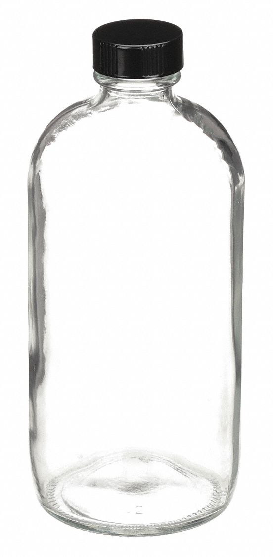 Bottle: Glass, 480 mL Capacity - mL, 16 fl oz Capacity - oz, 75 mm Body Dia, Closure Included, Clear