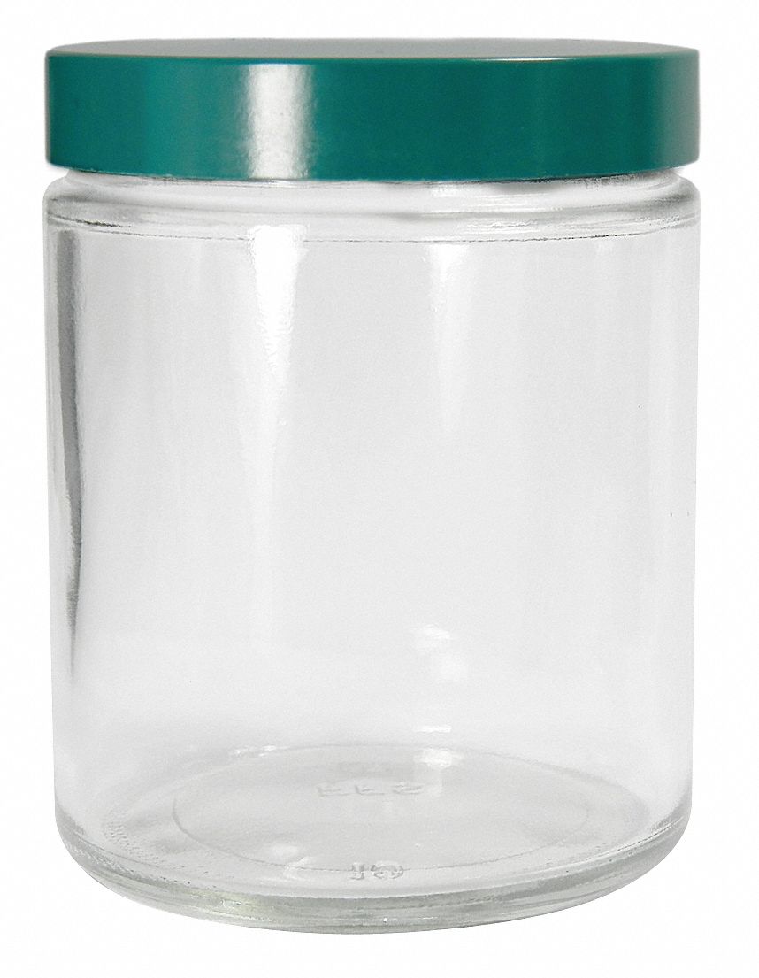 Jar: Glass, 120 mL Capacity - mL, 4 fl oz Capacity - oz, Closure Included, 60 mm Body Dia, Sampling