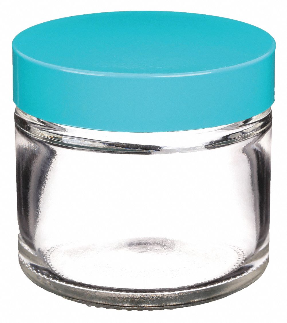 Jar: Glass, 60 mL Capacity - mL, 2 fl oz Capacity - oz, Closure Included, 55 mm Body Dia, Sampling