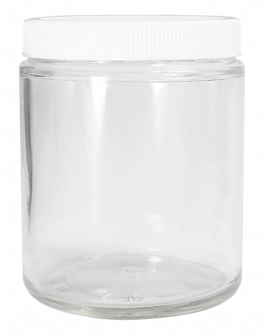 Jar: Glass, 120 mL Capacity - mL, 4 fl oz Capacity - oz, Closure Included, 60 mm Body Dia, Sampling