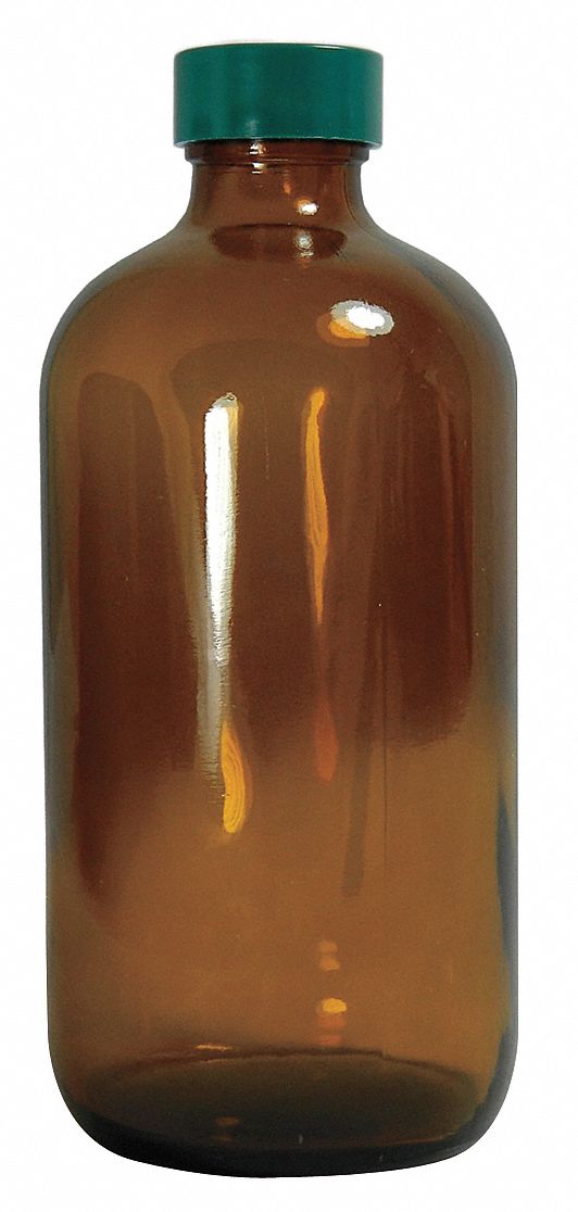 Bottle: Glass, 240 mL Capacity - mL, 8 fl oz Capacity - oz, 60 mm Body Dia, Closure Included, Amber
