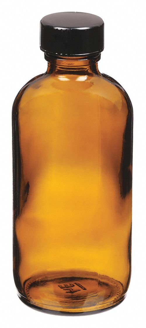 Bottle: Glass, 120 mL Capacity - mL, 4 fl oz Capacity - oz, 48 mm Body Dia, Closure Included, Amber