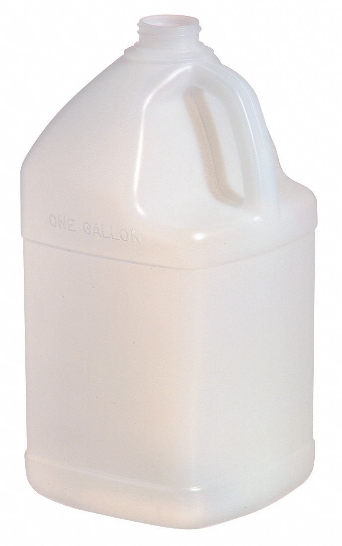 Jug: 3.84 L Capacity - mL, 1 gal Capacity - oz, Screw On, HDPE, Blow Molded Handle, Includes Closure