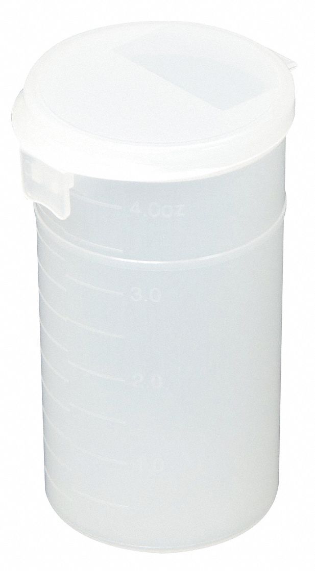 Vial: Polypropylene, 4 fl oz Capacity - oz, 120 mL Capacity - mL, Natural, Sample, 43 mm Body Dia