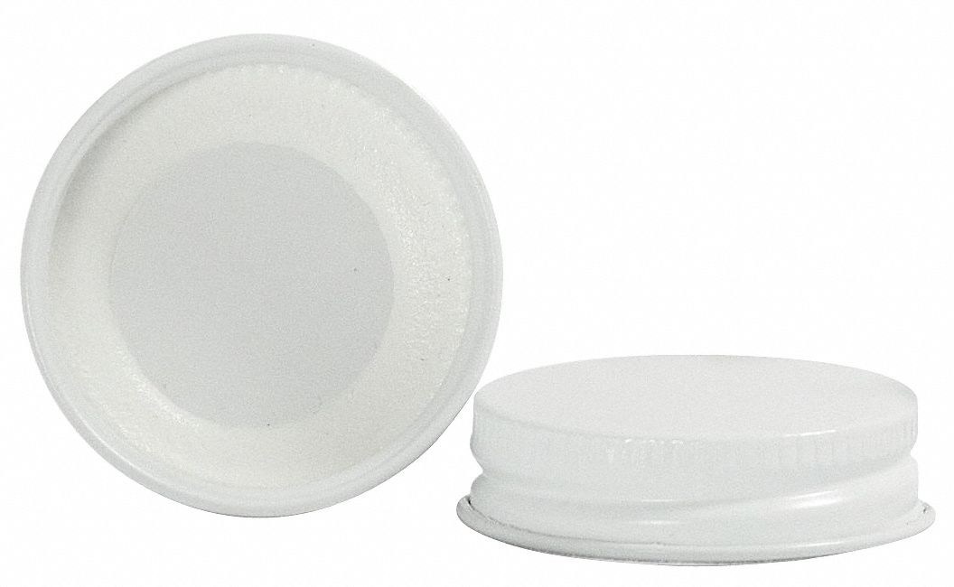 Cap: 48 mm Dia, White, Polyethylene, Plastisol, 48-400 mm Screw Closure Size, Narrow Mouth Size