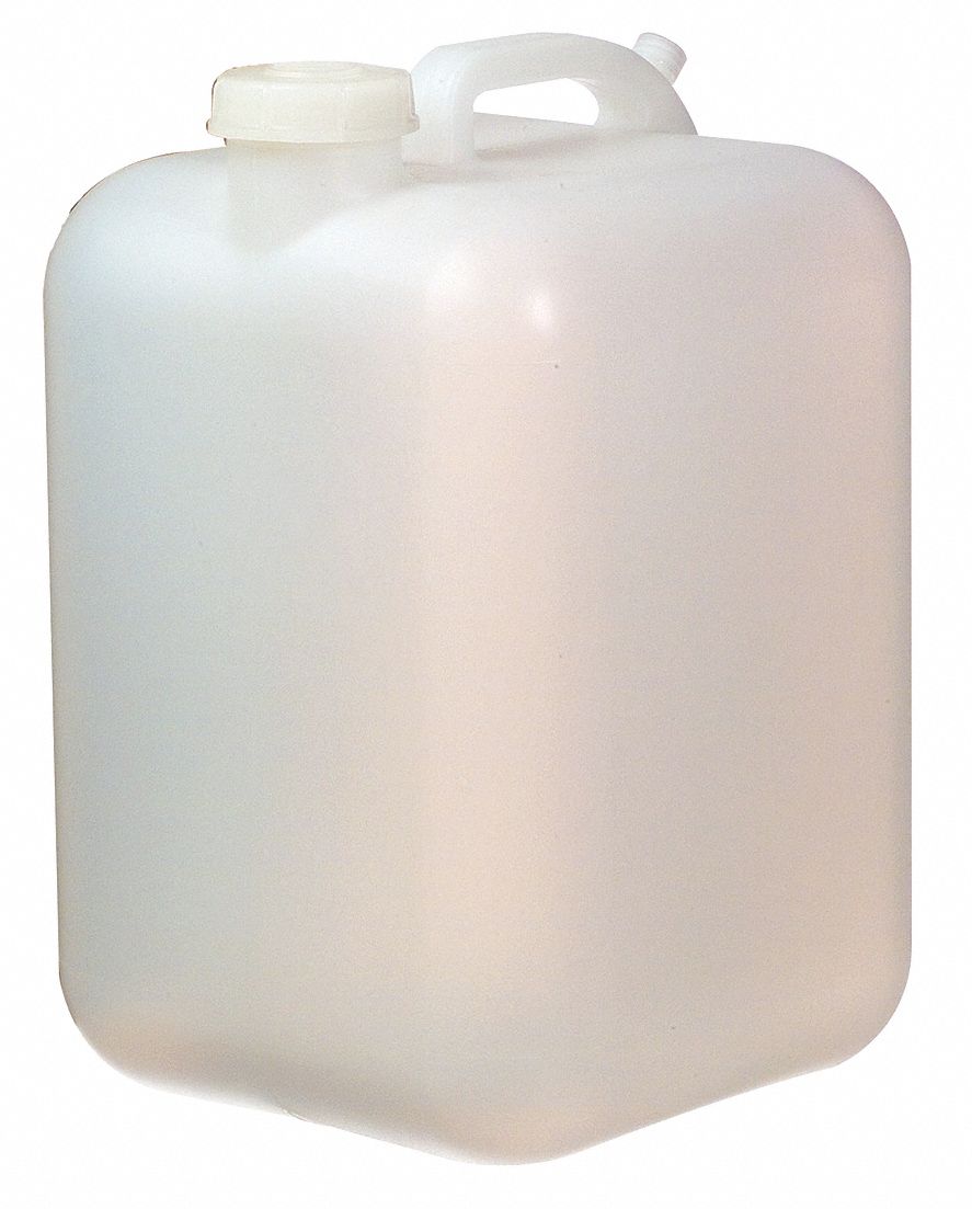 Carboy: 18.9 L Capacity - mL, 5 gal Capacity - oz, Screw On, HDPE, Integral Shoulder Handle, Natural
