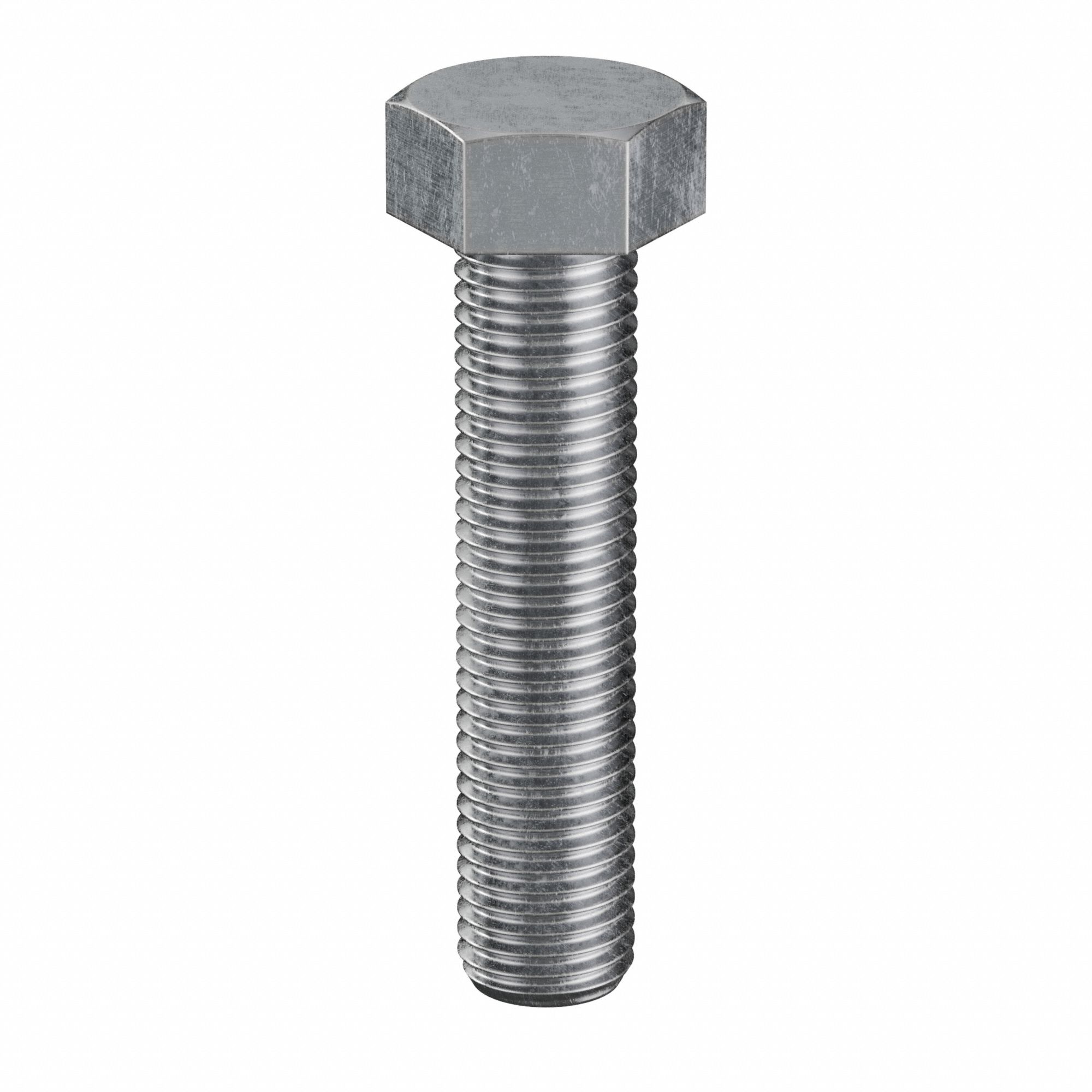 Hex Tap Bolt: Steel, Grade 5, Zinc Plated, 1"-8, Coarse, 4 1/2 in lg, Globally Sourced, Inch, 5 PK