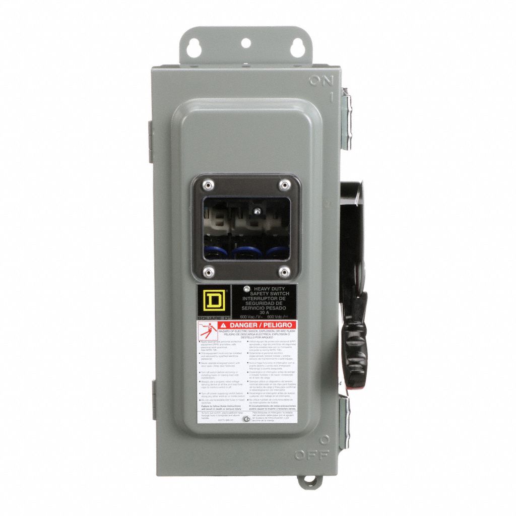 SQUARE D, 30 A Amps AC, 20 HP 600V AC, Safety Switch 41V411