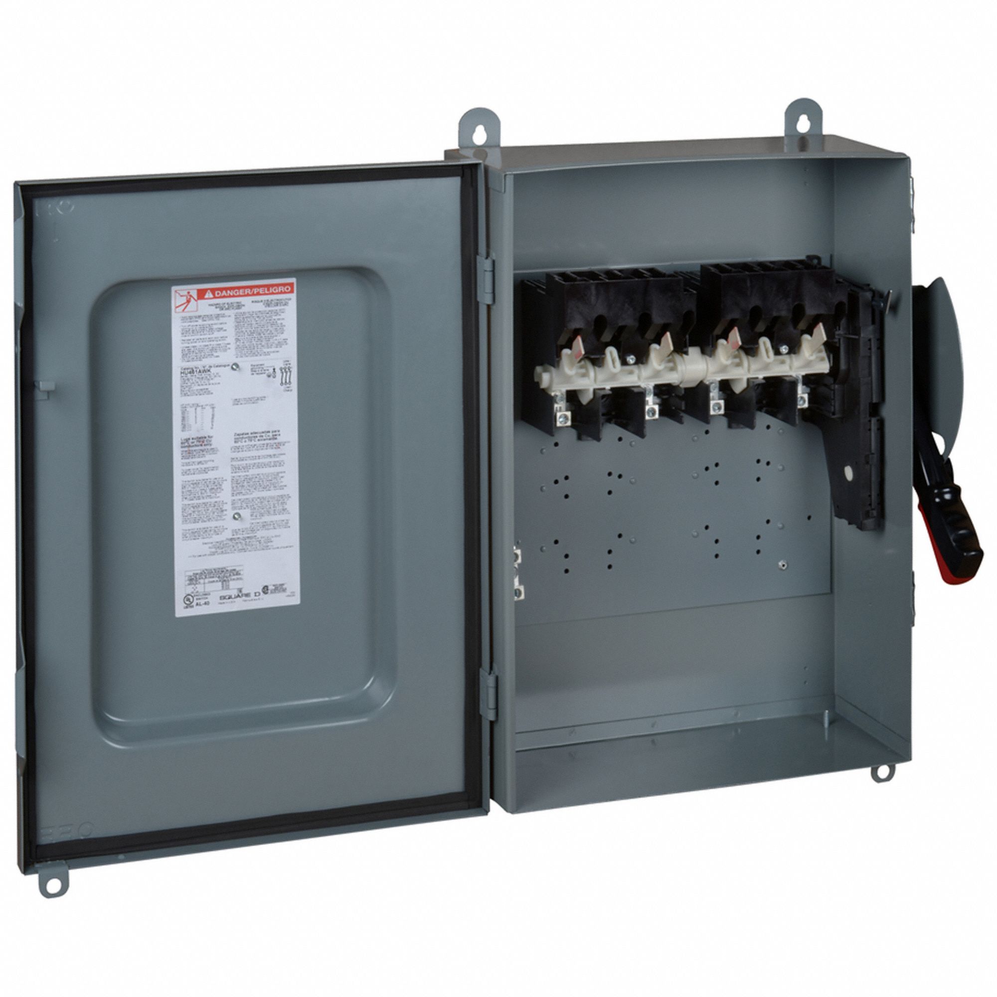 Safety Switch: Non-Fusible, 30 A, Three Phase, 600V AC, Galvanized Steel, Indoor/Outdoor