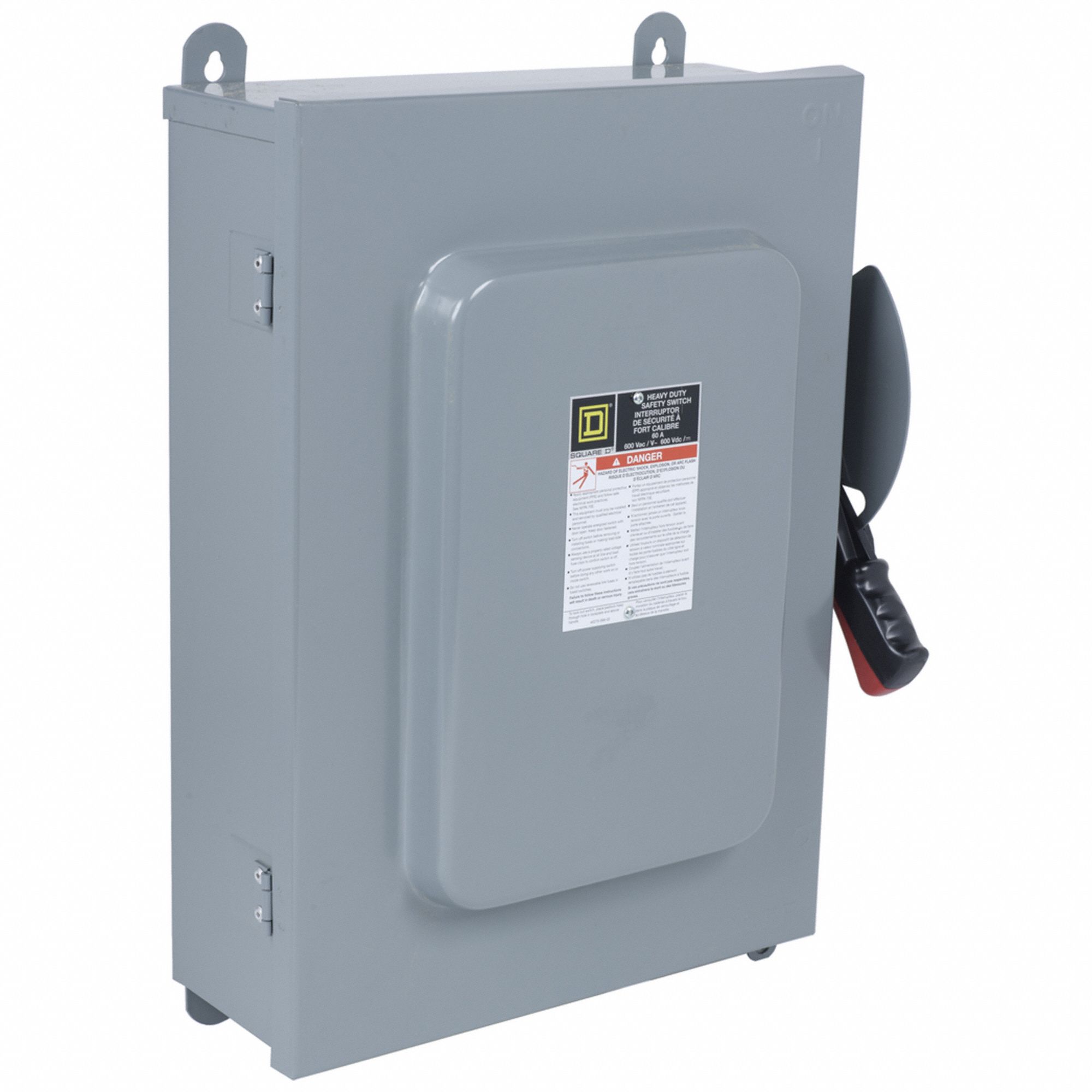 Safety Switch: Non-Fusible, 60 A, Three Phase, 600V AC, Galvanized Steel, Indoor/Outdoor