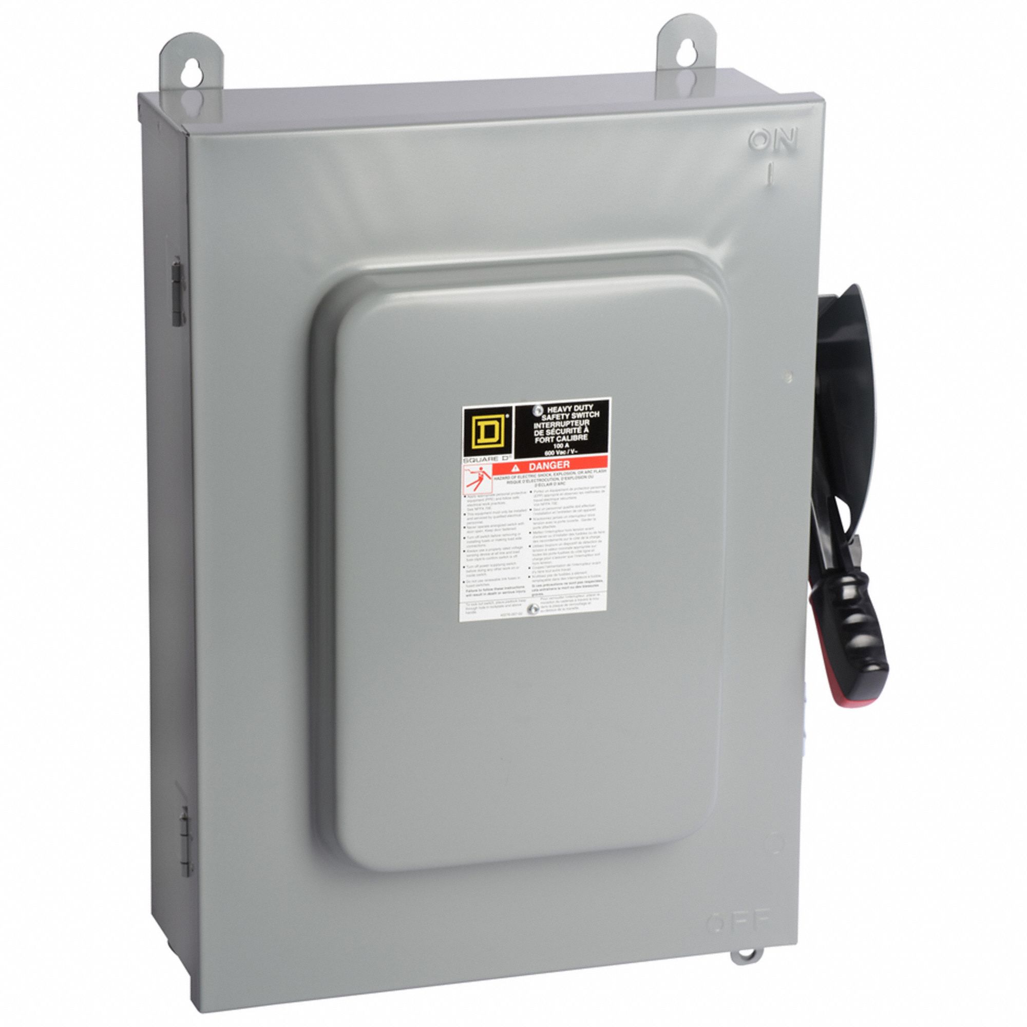 Safety Switch: Non-Fusible, 100 A, Three Phase, 600V AC, Galvanized Steel, Indoor/Outdoor