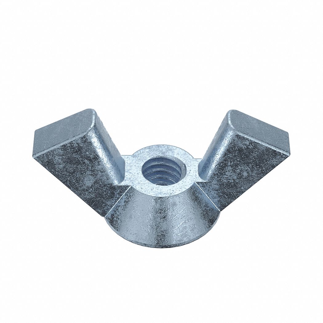 Wing Nut: #8-32 Thread Size, Steel, Zinc-Plated, 29/32 in Max Wing Span, 0.47 in Overall Ht, 100 PK