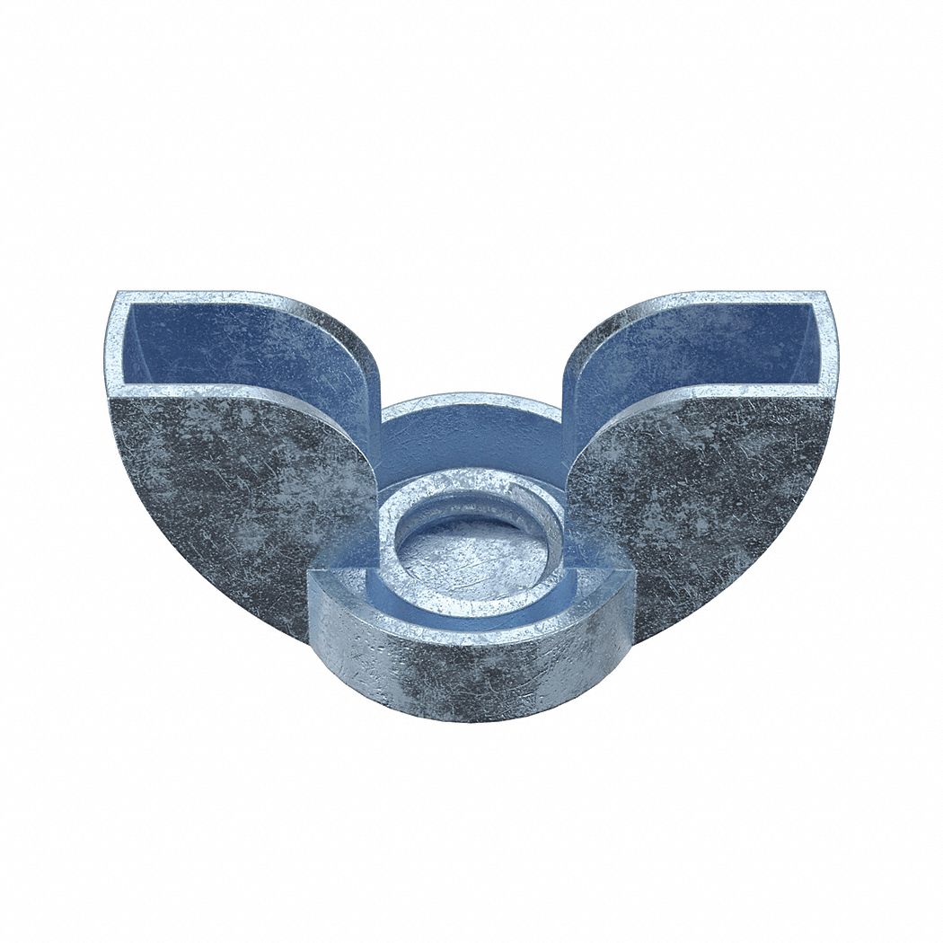 Wing Nut: #8-32 Thread Size, Steel, Zinc-Plated, 25/32 in Max Wing Span, 0.4 in Overall Ht, 100 PK