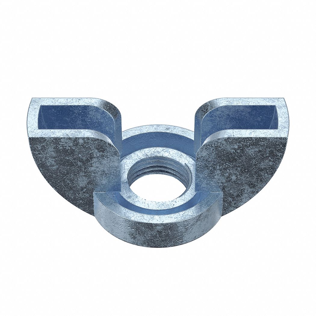 Wing Nut: 5/16"-18 Thread Size, Steel, Zinc-Plated, 1 19/64 in Max Wing Span, 25 PK