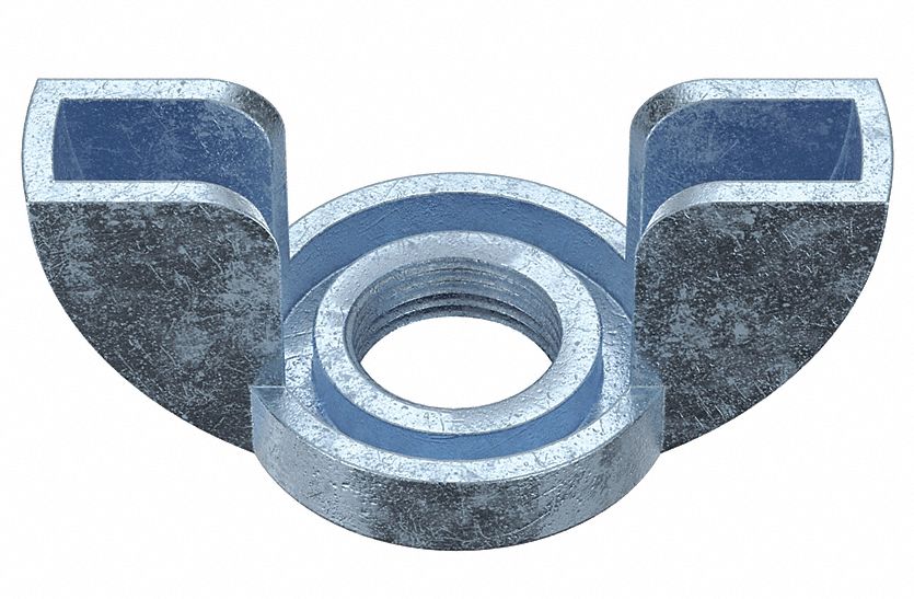 Wing Nut: 3/8"-16 Thread Size, Steel, Zinc-Plated, 1 13/32 in Max Wing Span, 25 PK