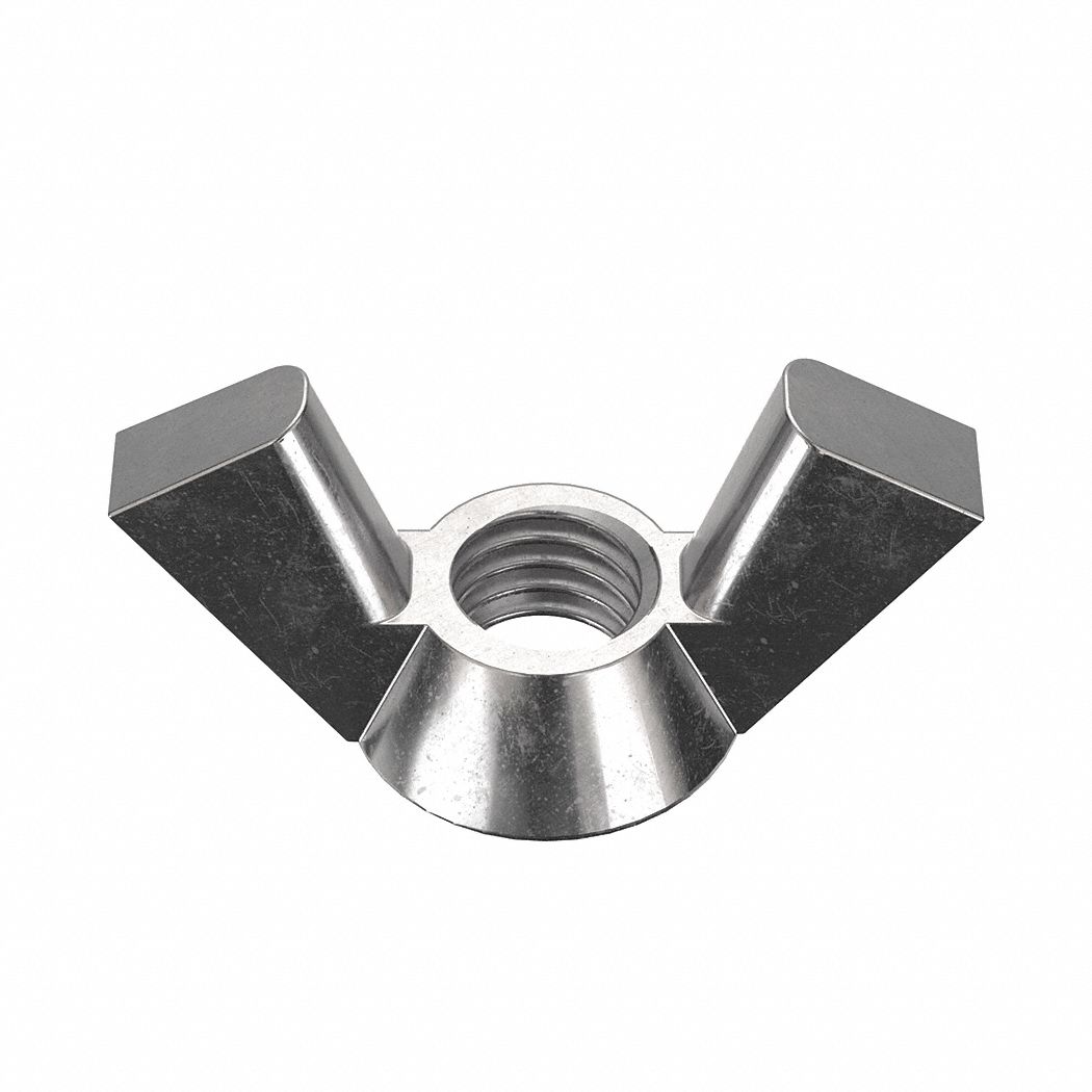 WING NUT, ½"-13 THREAD, 18-8 STAINLESS STEEL, PLAIN FINISH, 1 15/16 IN MAX WING SPAN, 5 PK