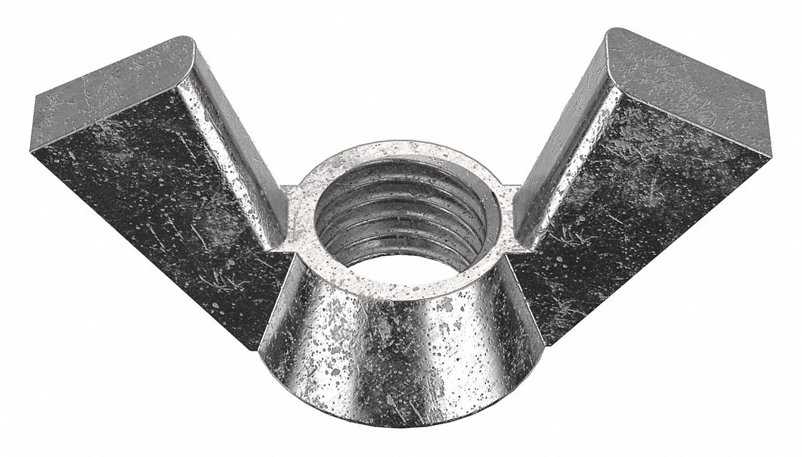 Wing Nut: 3/4"-10 Thread Size, Stainless Steel, 18-8, Plain, 2 49/64 in Max Wing Span