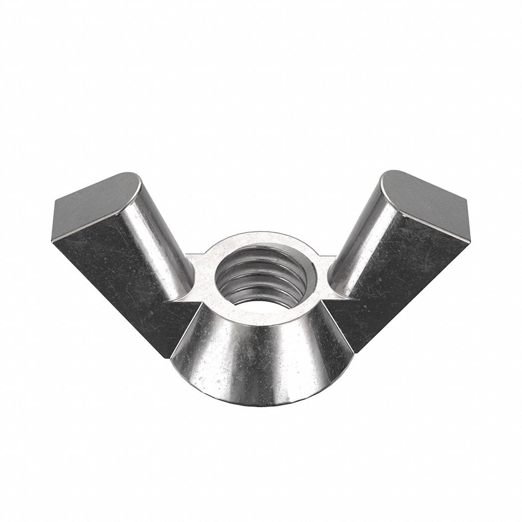 WING NUT, ⅜"-16 THREAD SIZE, 316 STAINLESS STEEL, PLAIN FINISH, 1 7/16 IN MAX WING SPAN