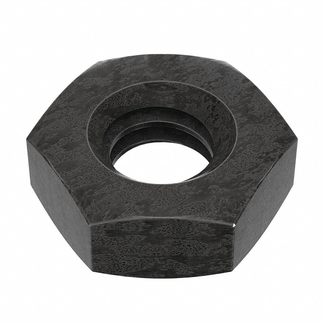 Jam Nut: Jam Hex, 1/4"-20 Thread, 7/16 in Hex Wd, 5/32 in Hex Ht, Steel, Grade A, Plain, 100 PK