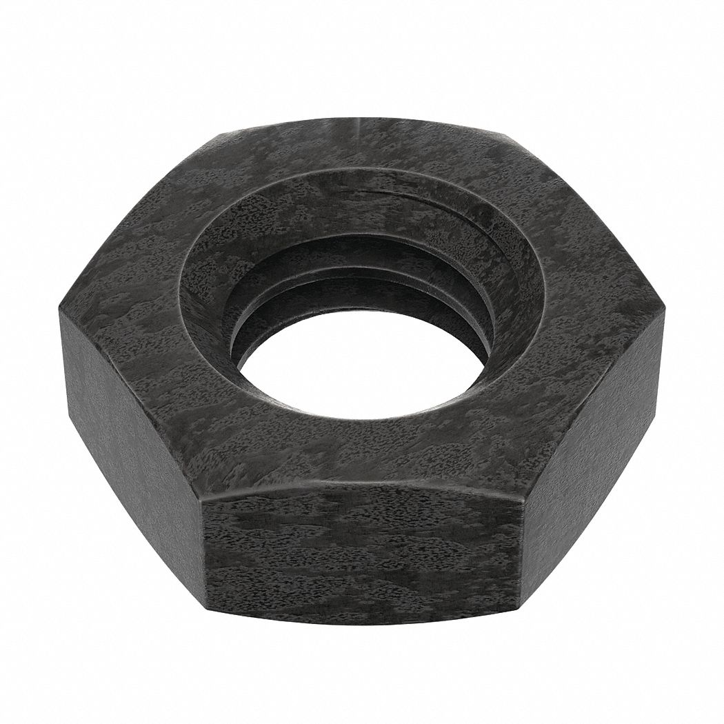 JAM NUT, 5/16"-18 THREAD, ½ IN HEX W, 3/16 IN HEX H, STEEL, GRADE A, BLACK OXIDE, 100 PK