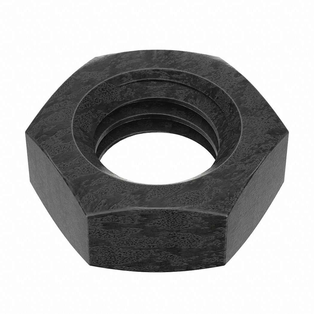 Jam Nut: Jam Hex, 3/8"-16 Thread, 9/16 in Hex Wd, 15/64 in Hex Ht, Steel, Grade A, Plain, 100 PK