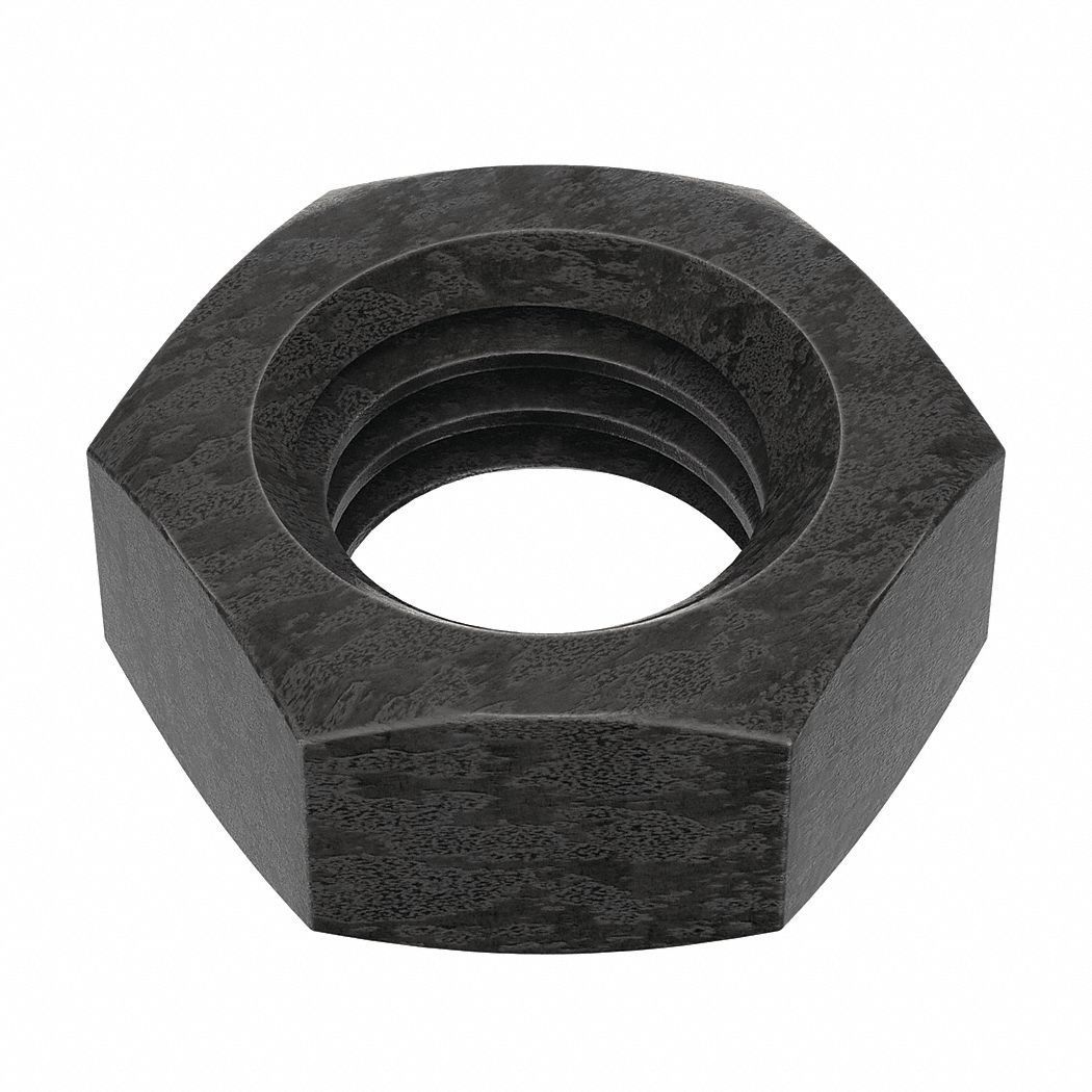 Jam Nut: Jam Hex, 1/2"-13 Thread, 3/4 in Hex Wd, 21/64 in Hex Ht, Steel, Grade A, Plain, 50 PK