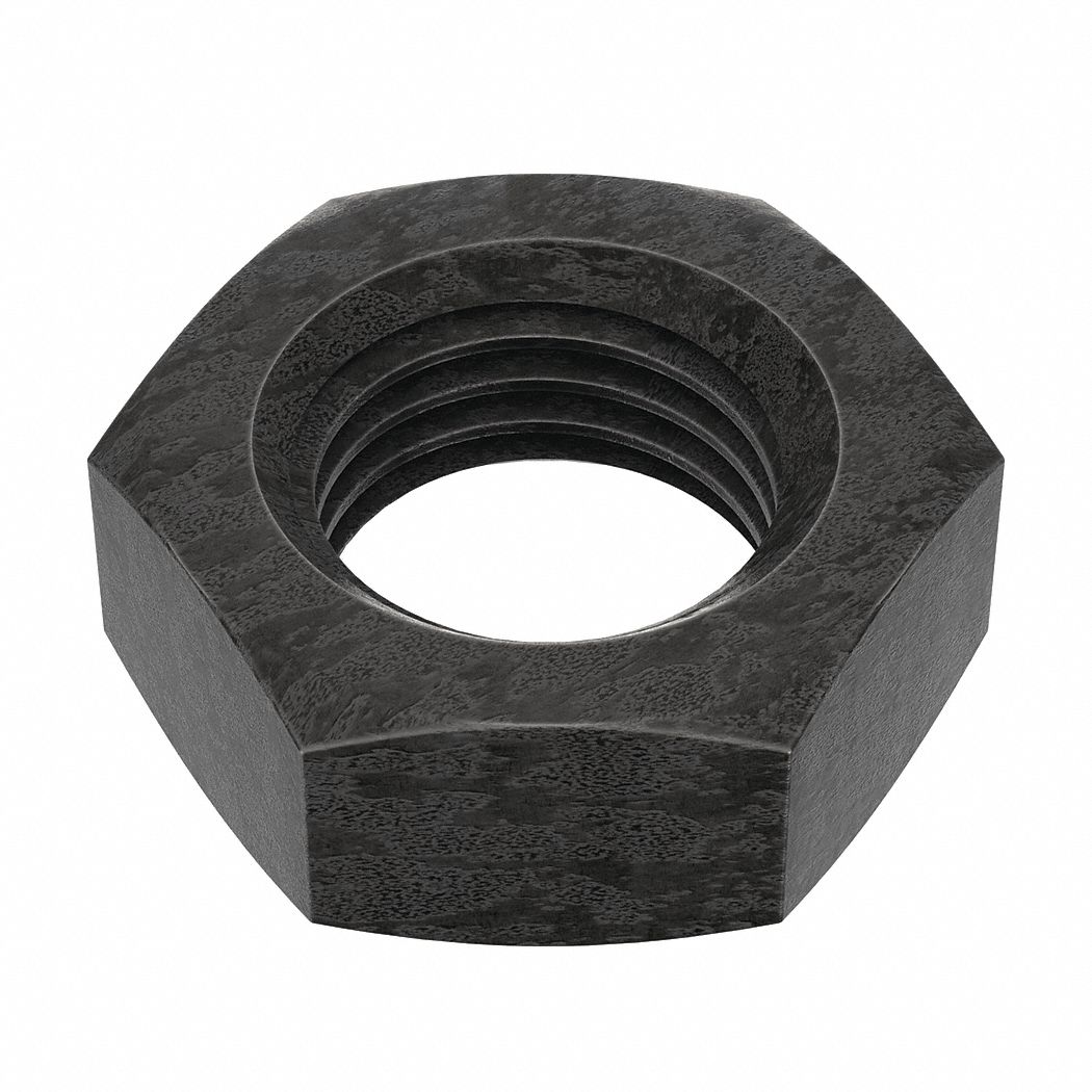 Jam Nut: Jam Hex, 1 1/4"-7 Thread, 1 27/32 in Hex Wd, 3/4 in Hex Ht, Steel, Grade A, Plain, Shorter
