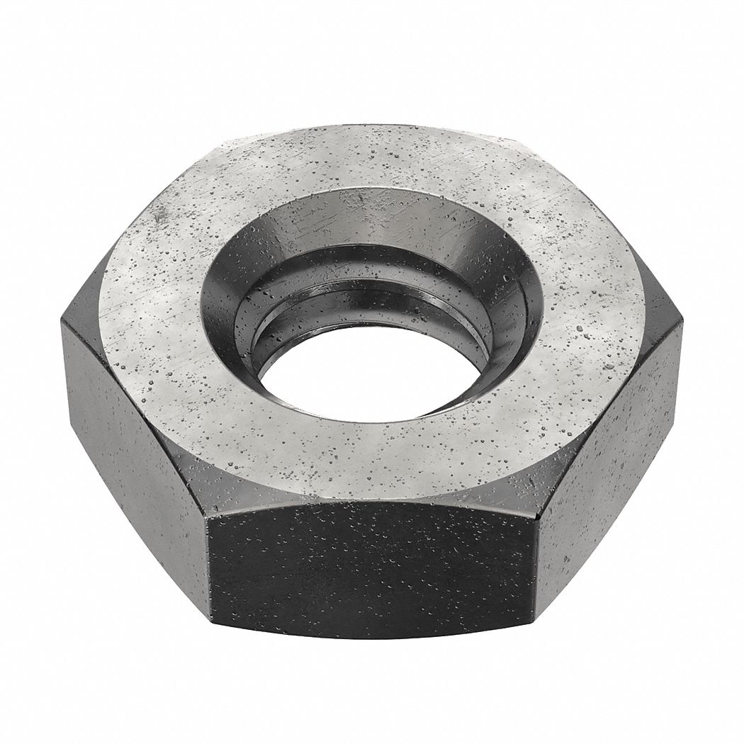 Jam Nut: Jam Hex, 1/4"-20 Thread, 7/16 in Hex Wd, 5/32 in Hex Ht, Steel, Grade 5, Plain, 50 PK