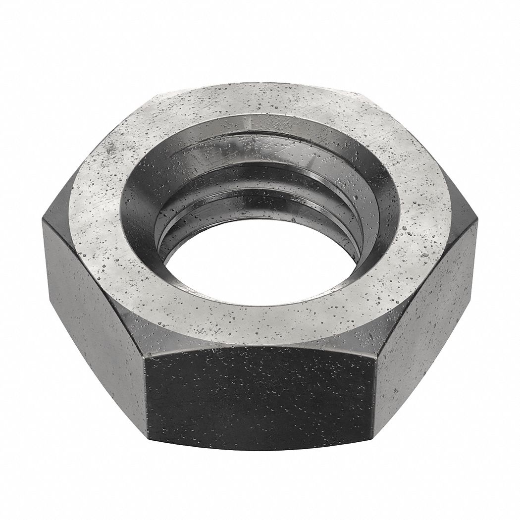 Jam Nut: Jam Hex, 3/8"-16 Thread, 9/16 in Hex Wd, 15/64 in Hex Ht, Steel, Grade 5, Plain, 50 PK